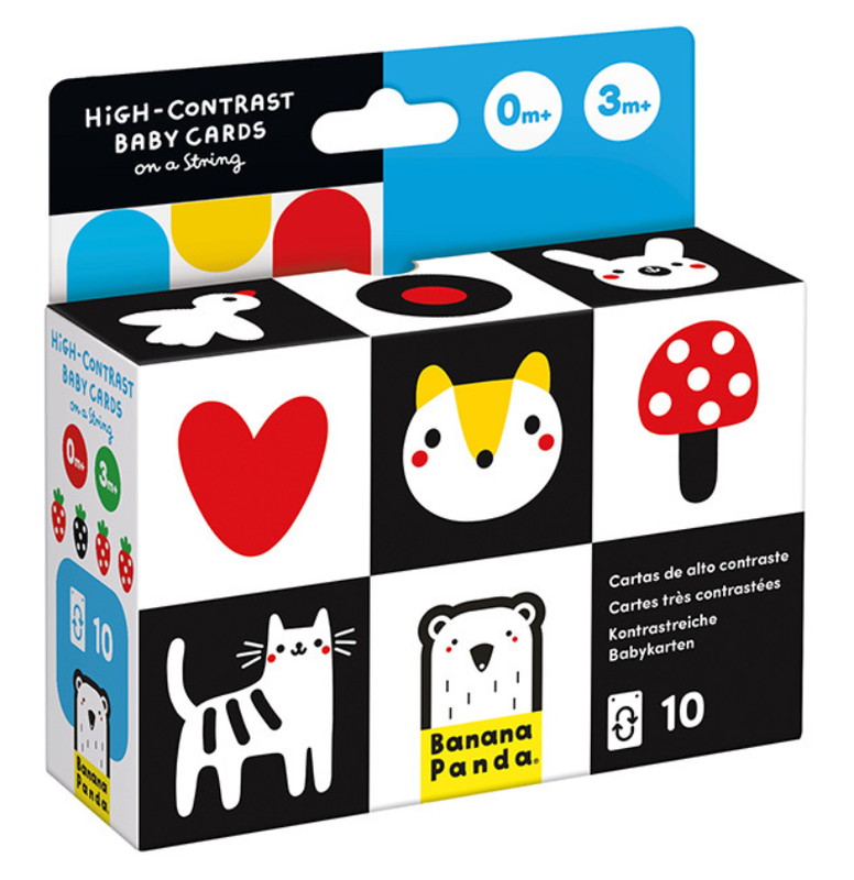 High-Contrast Baby Cards on a string