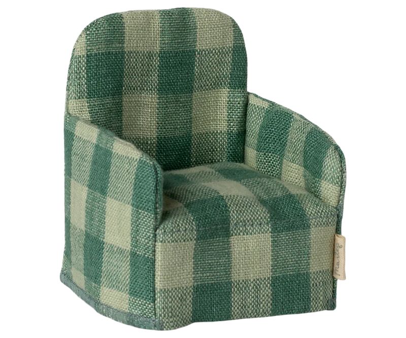 Maileg Folding Chair, Mouse -Green Check